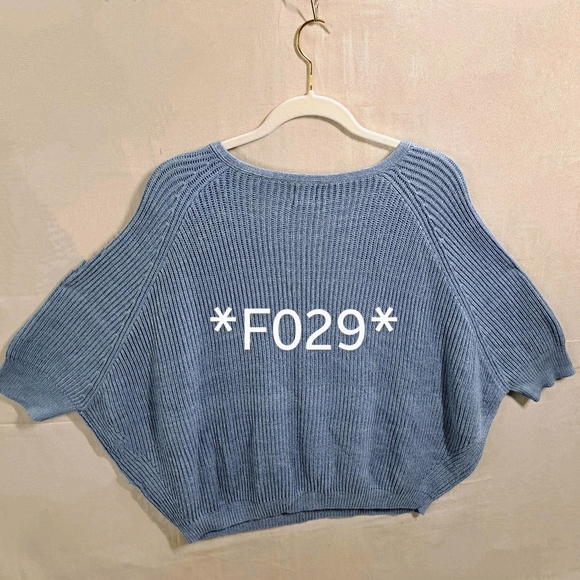 Chico's Women 3X Light Blue Rib Knit Texture 3/4 Dolman Sleeve Pullover Sweater - Picture 6 of 6